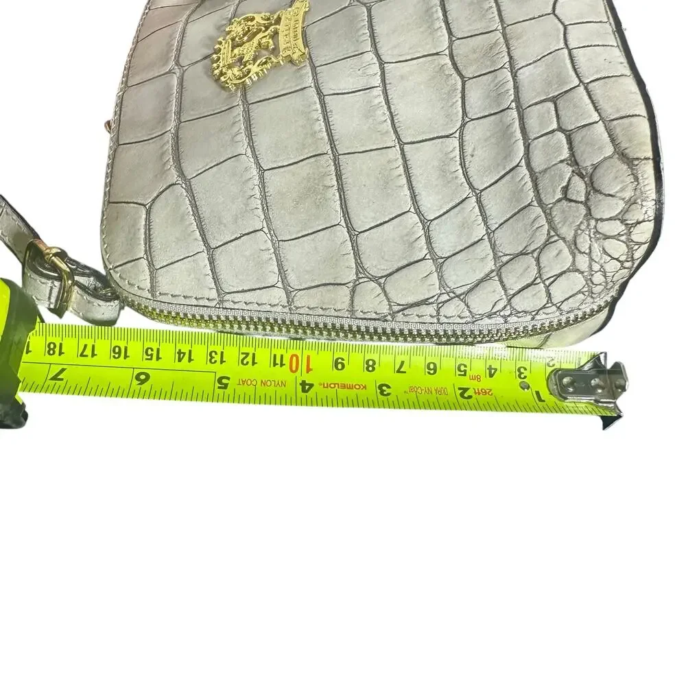 Pratesi Volterra Cream Croc Embossed Italian Leather Crossbody Bag